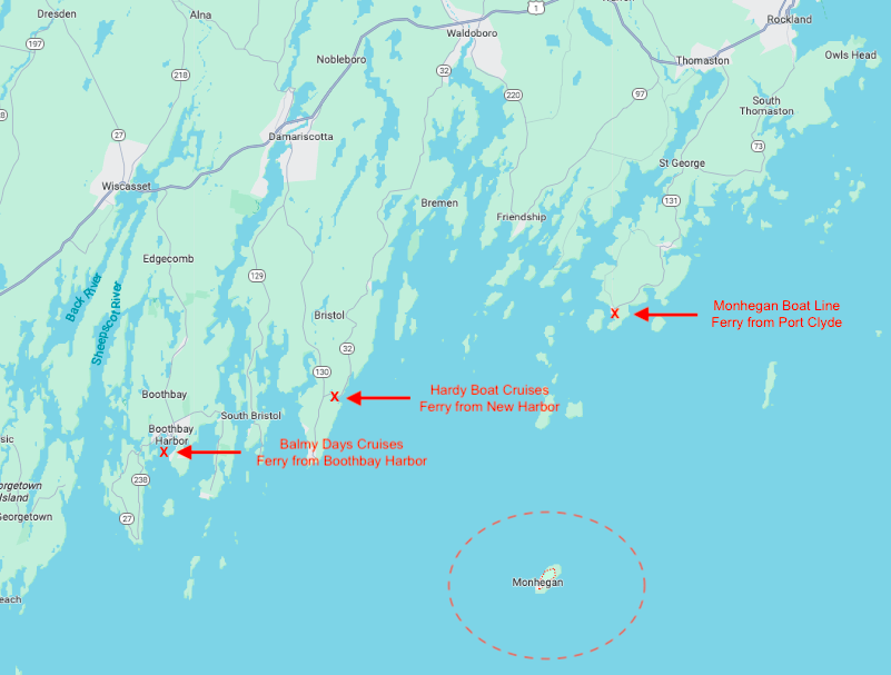 Getting to Monhegan Island from 3 ferry options.